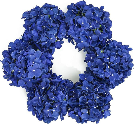 DuHouse Artificial Hydrangea Silk Flower Heads with Stem Fake Hydrangea Flowers for Wedding Home Garden Centerpiece Pack of 6(Klein Blue)
