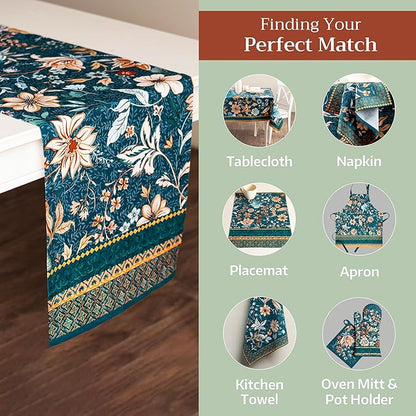Maison d' Hermine Table Runner 100% Cotton Single Layer Table Runners 108 inches Long for Thanksgiving Christmas Decorations Home Kitchen Dining Party Wedding (Luxury Loft - Dark Teal, 14.5" x 108")