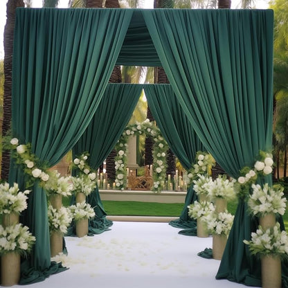 Hunter Green Backdrop Curtain-Wrinkle-Free Polyester Fabric Green Photography Curtains for Wedding Party Photo Background Decorations- 16 X10FT (Hunter Green)
