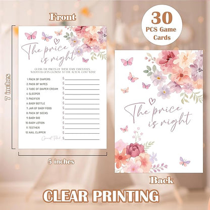 Baby in Bloom Baby Shower Games, Floral The Price is Right Game for 30 Guests with Game Cards, Gender Reveal, Baby Shower Supplies & Decorations (DV21)