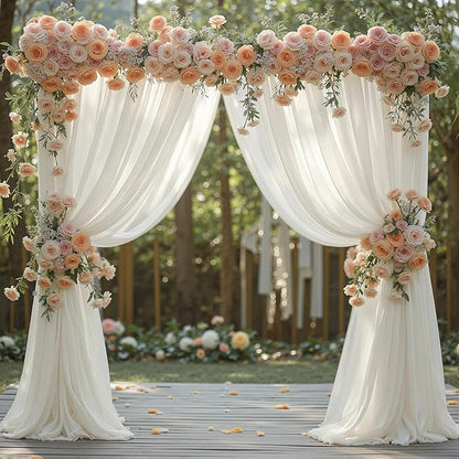 10ft x 10ft Beige Backdrop Curtains, Wrinkle-Free Sheer Chiffon Fabric Photo Backdrop Drapes for Wedding Arch Party Ceremony Stage Photography Decorations