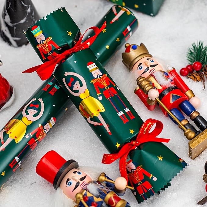 MAYPLUSS Christmas Wrapping Paper Roll - 17 Inch X 33 Feet - Vintage Metallic Foil Green and Gold Nutcracker Ballet Holiday Present Gift Wrap Paper for Christmas, Party, Winter Festive Celebrations
