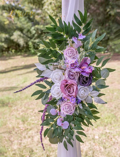 Wedding Arch Flowers, Artificial Flowers for Decoration, Large Flower Swag for Boho Styles Wedding Ceremony Floral Decor - Pack of 2