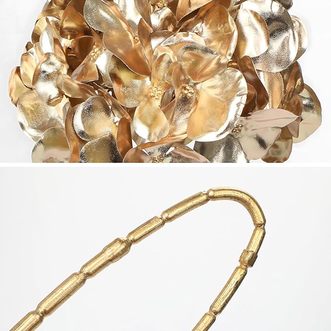 Hollyone 3Pcs Artificial Hydrangea Flowers 26inch Christmas Ornaments Flowers Champagne Gold Fake Hydrangea Flower Floral Arrangements Bouquets Xmas Faux Hydrangeas Stems Wedding Christmas Home Decor