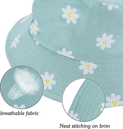 Sun Hat for Women Bucket Hat Cotton Reversible Summer Travel Beach Fishing Cap