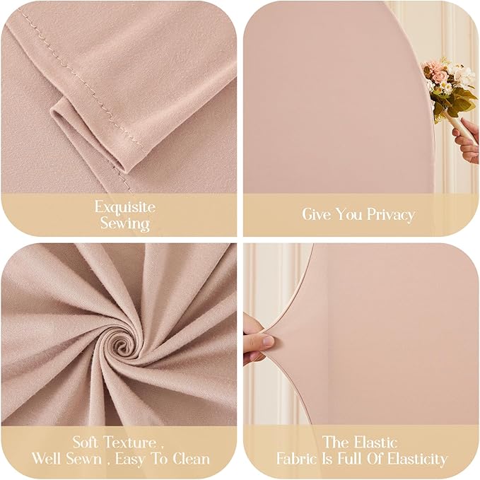 Boho Arch Backdrop Cover 7.2FT 6.6FT 6FT Stretchy Wedding Arch Covers Set of 3 Spandex Fitted Nude Champagne Cream Fabric Backdrop Cover for Party Baby Shower Birthday Decoration