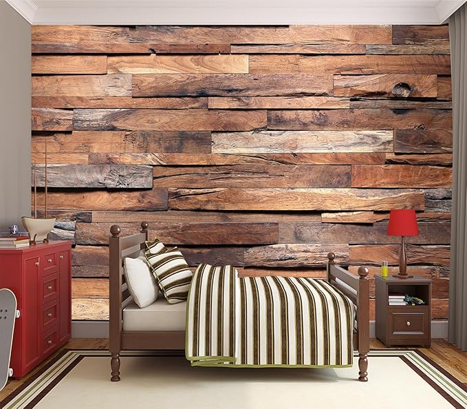 Cliouar-Timber Wood Wall Texture Background Mural Wallpaper Peel and Stick 137" x 102"