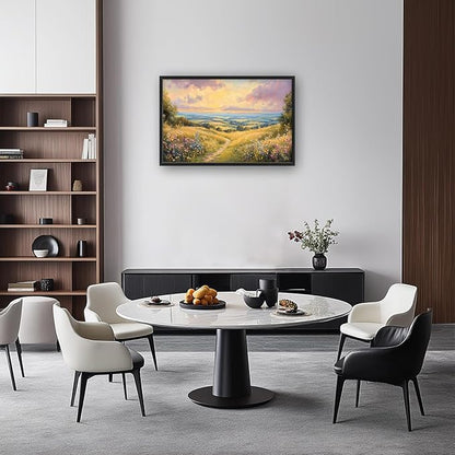 Framed Large Landscape Wall Art for Living Room, Oversized Farmhouse Countryside Nature Wall Decor Wildflower Field Canvas Painting Floral Pictures Modern Artwork for Bedroom Office 36"x24"
