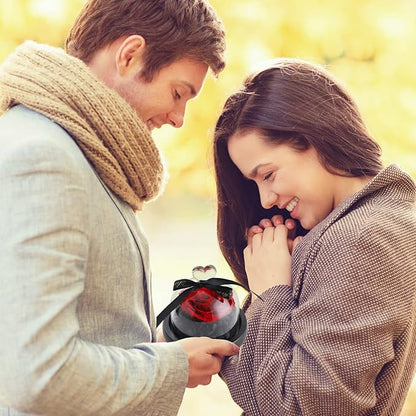 SW Forever Preserved Real Rose in Glass Dome - Eternal Heart Design, Rose Flower Birthday Gifts for Women, Valentine's Day, Mother's Day, Christmas, Anniversary - Unique Gift for Her, Wife, Mom