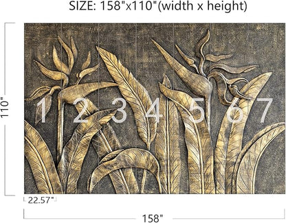 Cliouar-Golden Bird of Paradise Sculpture 3D Three-Dimensional Wallpaper Mural 158" x 110" (Not Self-Adhesive)
