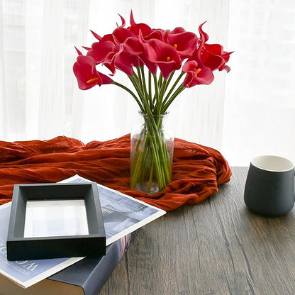 Mandy's PU Hot Pink Calla Lily Artificial Flowers 20 Stems 13.5in Faux Realistic Centerpiece for Thanksgiving and Christmas Decorations DIY Bridal Bouquet Home Décor