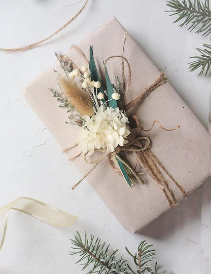 xin's convey Mini Dried Flower Bouquet Set (12 pcs), Wall Bouquet, Party Plate Decoration, Bridesmaid Flower Girl Proposal Gift Box, Groomsmen Corsage, Shooting Props. (White)