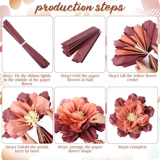 MotiMind 12 Pcs Large Colorful Tissue Paper Flowers 20" 10'' Giant Fiesta Paper Flowers Mexican Pom for Carnival Party Wall Backdrop Decoration Wedding Birthday (Vintage Color)