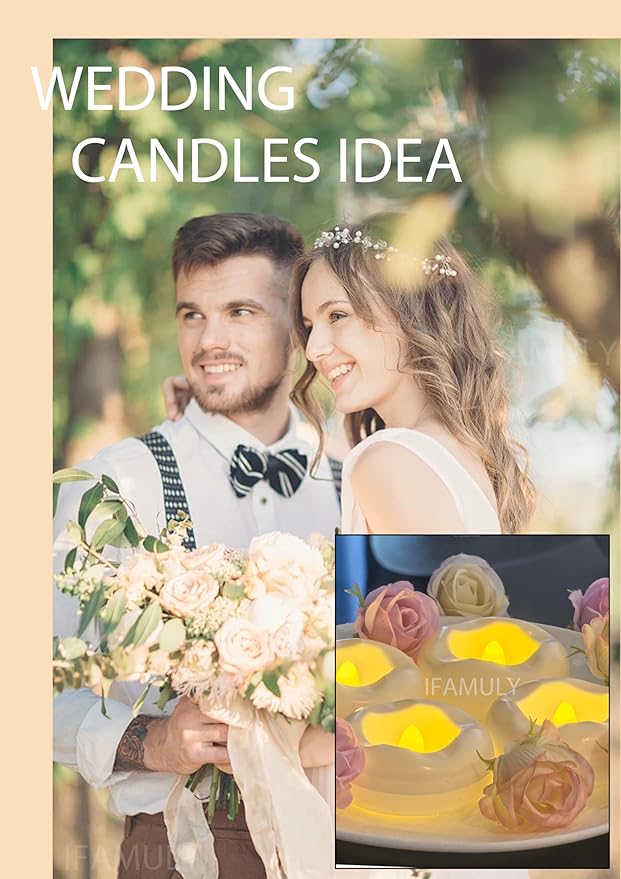 Floating Candles, 12 Packs 2.3 Inch Flameless LED Candle, 160+ Hour Battery Operated Waterproof Tealights for Wedding Centerpieces Marriage Proposals Pool Party Cylinder Vases Spa Christmas New Year