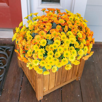 Daisy Artificial Flowers for Outdoors Spring Decoration, 6 Bundles Fake Mums Silk Flowers for Outside Look Real UV Resistant Fake Plants Faux Flowers for Planter Front Door Home Yard Indoor Porch, Mix