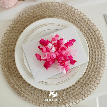 HUIHUANG Pink Bows for Gift Wrapping Self Adhesive Curly Gift Bows Fushcia/Pink/Hot Pink Bows for Presents, Birthday, Wedding Baby Shower Party Favors, Treat Bags- 6 Counts