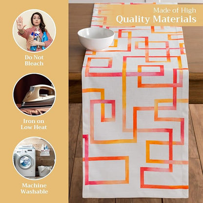 Maison d' Hermine Table Runner 100% Cotton Single Layer Table Runners 72 inches Long Decorative for Kitchen Dining Party Baby Shower Wedding Bridal Shower Spring Summer (Summer Maze, 14.50" x 72")
