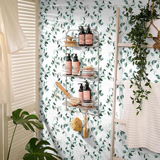 Erfoni Green Leaf Peel and Stick Wallpaper Floral Contact Paper for Bathroom 17.7inch x 236.2inch Eucalyptus Wallpaper Peel and Stick Vintage Flower Decorative Removable Wall Paper Vinyl