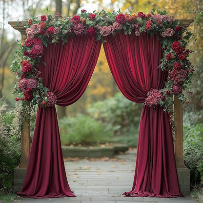 20x10ft Wrinkle Free ‌Burgundy Backdrop Curtain for Parties Soft Fabric Drapes Wedding ‌Curtain Backdrop for Birthday Party Decorations Background for Photography 5x10ft, 4 Panels