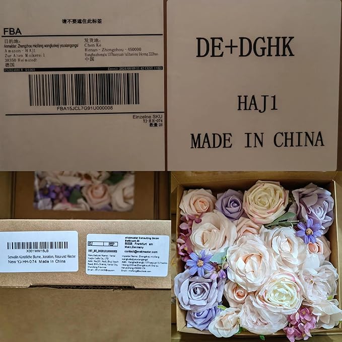 Serwalin Artificial Flowers Fake Silk Flowers Combo Realistic Mixed Roses Box for DIY Wedding Bridal Bouquets Centerpieces Arrangements Faux Flowers with Stems Home Party Decoration, Pink&Lilac
