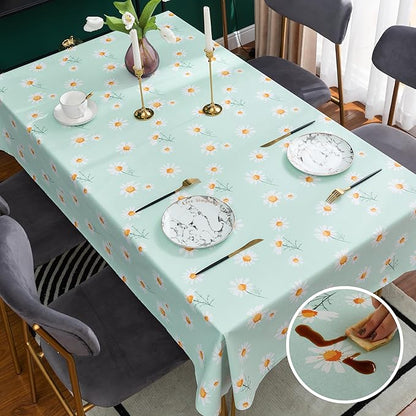 Rectangle Table Cloth,100% Waterproof Tablecloth OilProof SpillProof Vinyl Table Cloth, Wipe Clean Plastic Table Cover for Dining, Camping, Indoor and Outdoor 52" x 70",Mum Bloom