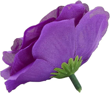 Bright Creations Artificial Roses Heads - 50 Pack, 3 in, Dark Purple Flowers, Stemless - Silk Roses for DIY Decor & Wedding Centerpieces