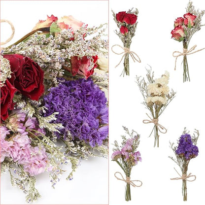10 Pack Dried Flower Bouquets Mini Dried Flower with Stem Forget Me Not Dried Embossing Natural Flower Bundles Artificial Flower Dried Floral Arrangement for Vase DlY Wedding Decor (Forget Me Not)