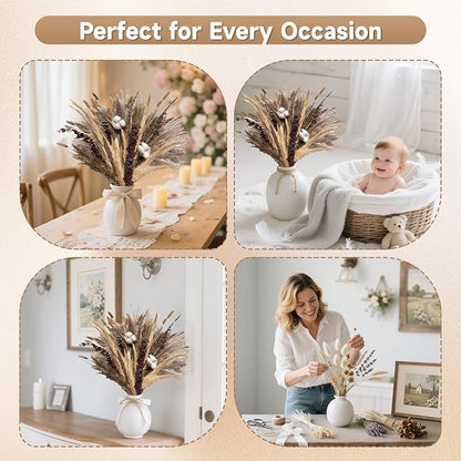 Pampas Grass Boho Home Decor 80PCS 17 inch Natural Dried Flowers for Vase Eucalyptus Stems Pompas Dried Flowers Bouquet DIY Arrangements Boho Wedding Bedroom Tables Rustic Decoration