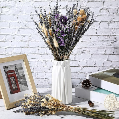 Layhit 4 Pack Large Size Boho Dried Flower Bouquet 15-17 Inch Wedding Handmade Dry Flowers for Vase Crafts DIY Photo Boutonniere for Men Floral Plant for Bridesmaid Gift Birthday Decor(Lavender)