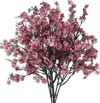 Mandy's Dusty Pink Artificial Baby’s Breath European Flowers 6 Bundles Silk Gypsophila with Bendable Stems for Fall Thanksgiving & Christmas Centerpiece Wedding Decor and Table Arrangements