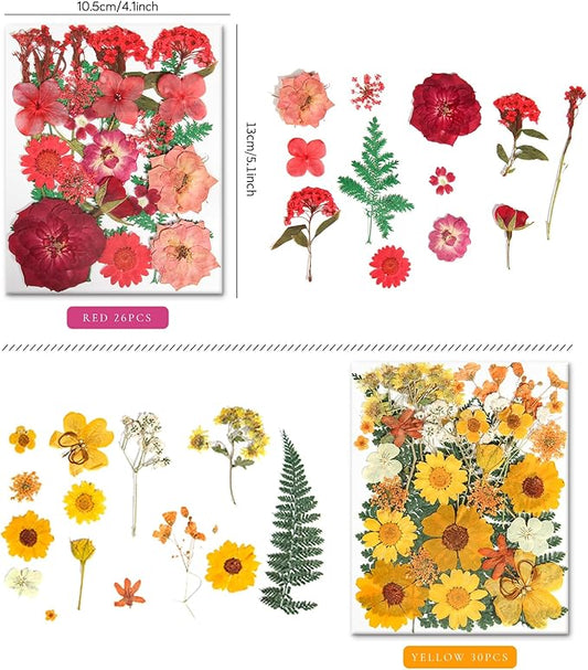 110+PCS Pressed Flowers for Resin molds Real Dried Flower Leaves for Resin Jewelry Making Dry Flowers for Scrapbooking Crafts DIY Soap Candles Making Nails Décor (Colorful-B)
