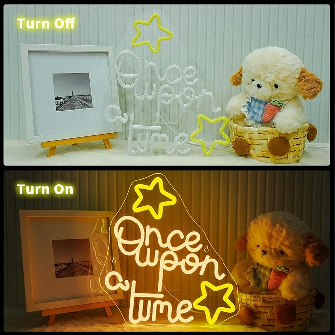 Once Upon A Time Neon Sign Fairy Tale Inspired LED Wall Art for Nursery Bedroom or Living Room Decor Magical Storybook Themed Lighted Sign for Kids and Book Lovers