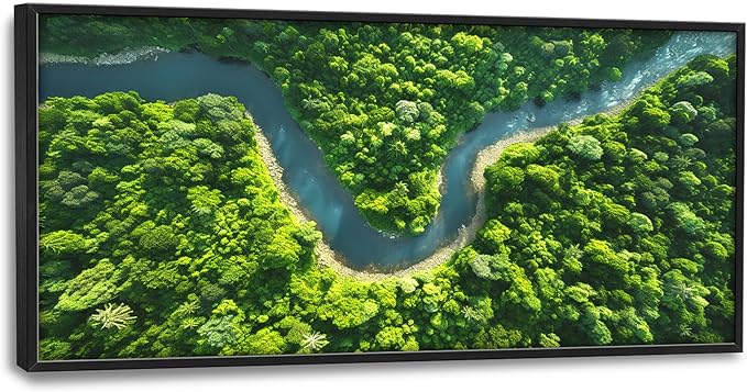 Framed Large Pictures Wall Art for Living Room, Forest River Landscape Oversized Wall Decor Nature Scenery Canvas Print Painting Extra Large Framed Artwork for Bedroom Office 60"x30"