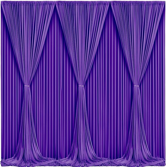 Wish Care Purple Backdrop Curtains - 6 Panels, Wrinkle-Free, Polyester, Photography Drapes for Baby Shower, Birthday Party, Wedding, Prom, Photo Booth - 24 X 10FT (Purple)