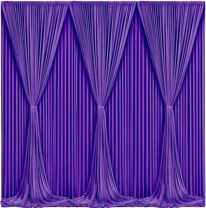 Wish Care Purple Backdrop Curtains - 6 Panels, Wrinkle-Free, Polyester, Photography Drapes for Baby Shower, Birthday Party, Wedding, Prom, Photo Booth - 24 X 10FT (Purple)