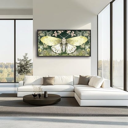 Moth Large Decor Wall Art Framed Pictures for Living Room, Butterfly Insect Oversized Canvas Print Painting Modern Extra Large Framed Artwork for Bedroom Office Home Decor 60"x30"