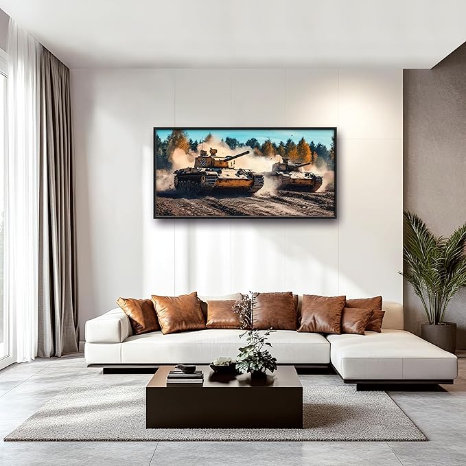 Military Tanks Large Wall Art Framed Wall Decor for Living Room, Tank Pictures Oversized Canvas Print Painting Modern Extra Large Framed Artwork for Bedroom Office Home Decor 60"x30"