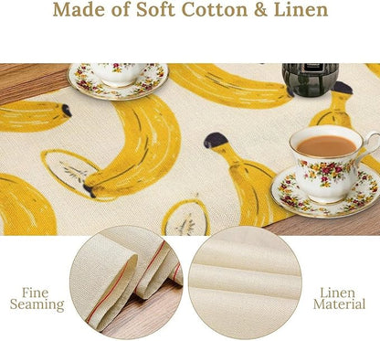 Banana Table Runner, Kitchen Dining Table Decor, Watercolor Tropical Fruit Palm Leaves Table Runners for Indoor Outdoor Home Farmhouse Holiday Wedding Birthday Party Decoration, 13 x70 in