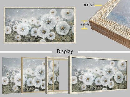 Ardemy Dandelion Wall Art Large Framed Floral Canvas Art Wall Decor Living Room Flower Paintings Pictures Textured Artwork For Walls Dining Room Bedroom Home Office, 48"x24"
