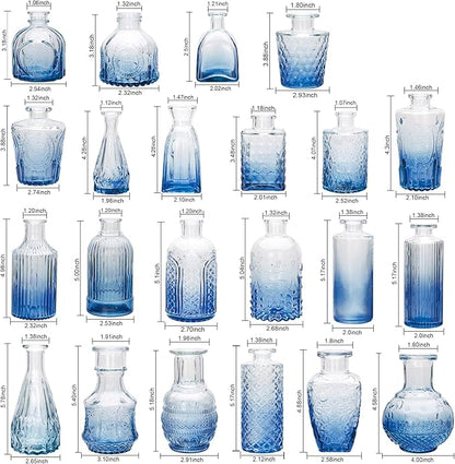Brajttt Bud Vase Set of 25, Dark Blue Vases, Glass Bud Vases in Bulk, Small Vases for Mini Flower Vase Set, Cute Vintage Glass Set for Flower,Wedding,Home,Centerpiece Table Decorations