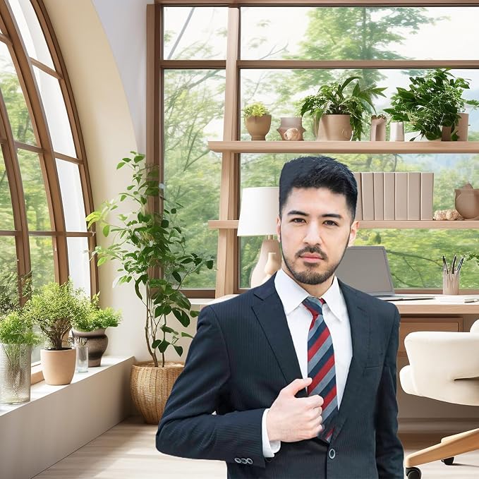 Office Backdrop for Video Conference Modern Business Home Office Work Place Background Indoor Green Plants Leaves Tranquil Work Environment for Live Video Zoom Calls Photo Portrait Prop 5x4ft