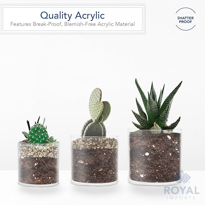 Royal Imports Flower Acrylic Vases Cylinders - Decorative Centerpiece for Home or Wedding - Non Breakable Plastic, 1-Set of 3 Sizes: 4", 5", 6" - Clear