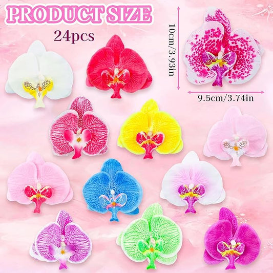 Orchid Petals, 24PCS Artificial Orchids Artificial Flower Heads, Faux Silk Phalaenopsis Butterfly Flower Heads, OrchidIing Petals Artificial Decorations Wedding Party Orchids Heads ﻿