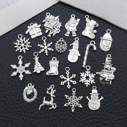 WOCRAFT 60pcs Bright Silver Christmas Bracelet Charms for Jewelry Making Sets DIY Necklace Bracelet Keychain Crafting Charms Kit Craft Supplies (SN829)