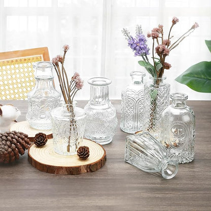 Glass Bud Vase Set of 25, Mini Clear Bud Vase for Centerpieces in Bulk, Small Vintage Flower Vases for Weddings Parties Home Table Decorative