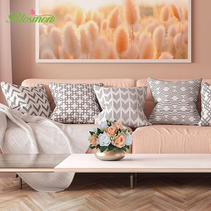 BLOSMON Flower Ball Centerpieces for Tables: 2pcs 9.5 Inch Peach Fuzz Fake Rose Flowers Kissing Balls Artificial Wedding Floral Arrangements Silk Bouquet with Base Home Party Room DIY Decorations