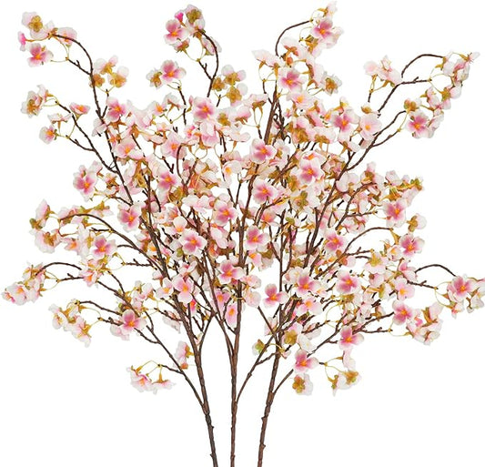 Uieke Silk Cherry Blossom Branches, 40.5in Artificial Cherry Blossom Flowers Long Stems Fake Flowers Vase Arrangements for Wedding Home Japanese Decor, Set of 8, Pink