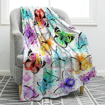 Jekeno Butterfly Throw Blanket Gifts for Women Girls, Christmas Birthday Valentines Butterfly Gifts for Butterflies Lovers Adult Kids, Colorful Blanket Decor for Home Bed Couch