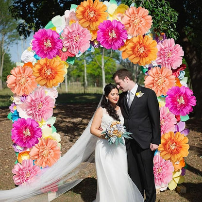 6PCS Tissue Paper Flowers，Handmade Colorful Giant Crepe Artificial Flowers Decorations for Wall,12 Inches Large Flowers for Wedding Birthday BabyShower Party Home Decor Supplies