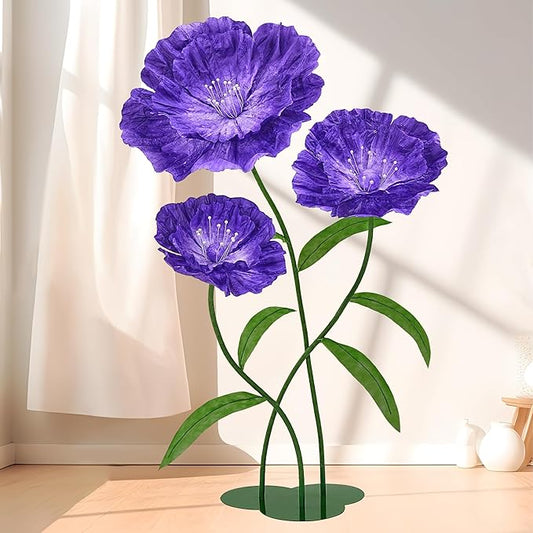Purple Large Paper Flowers - Giant Paper Flowers 5.77FT Life Size Flowers Wedding Decorations for Birthday Party Outdoor Banquet Event Home Backdrop Decor